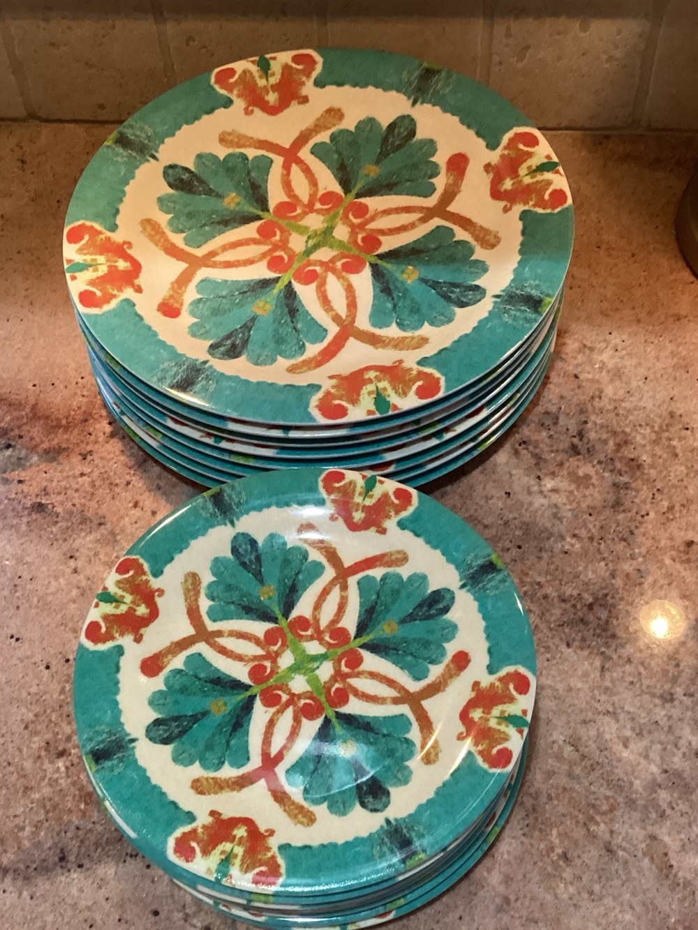Gibson Moroccan Boho Melamine dinner and dessert or app plates